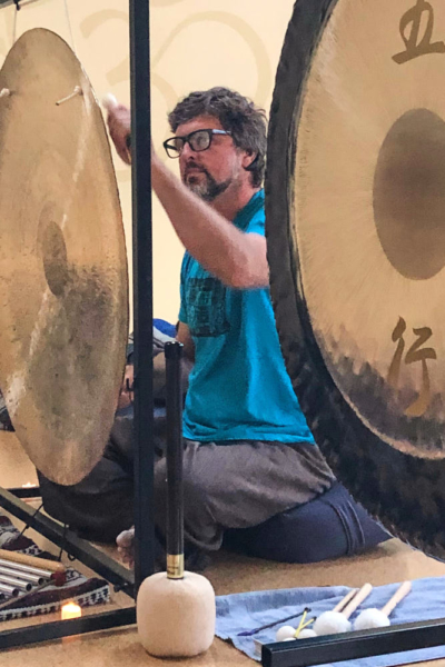 Mark at the gong - Solstice Sonic Journey