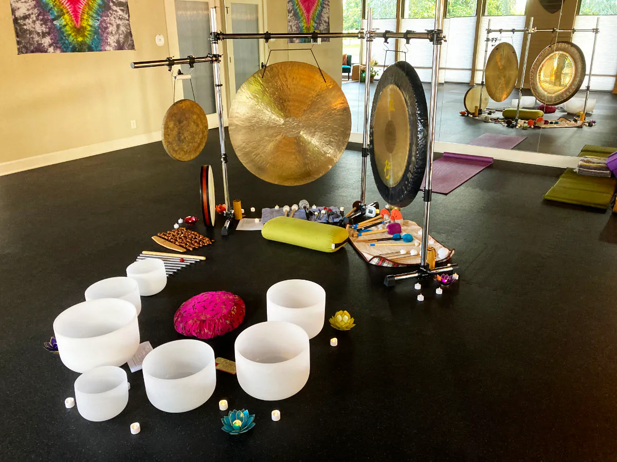 A typical Sonic Journey sound meditation setup for a 1 hour immersion.